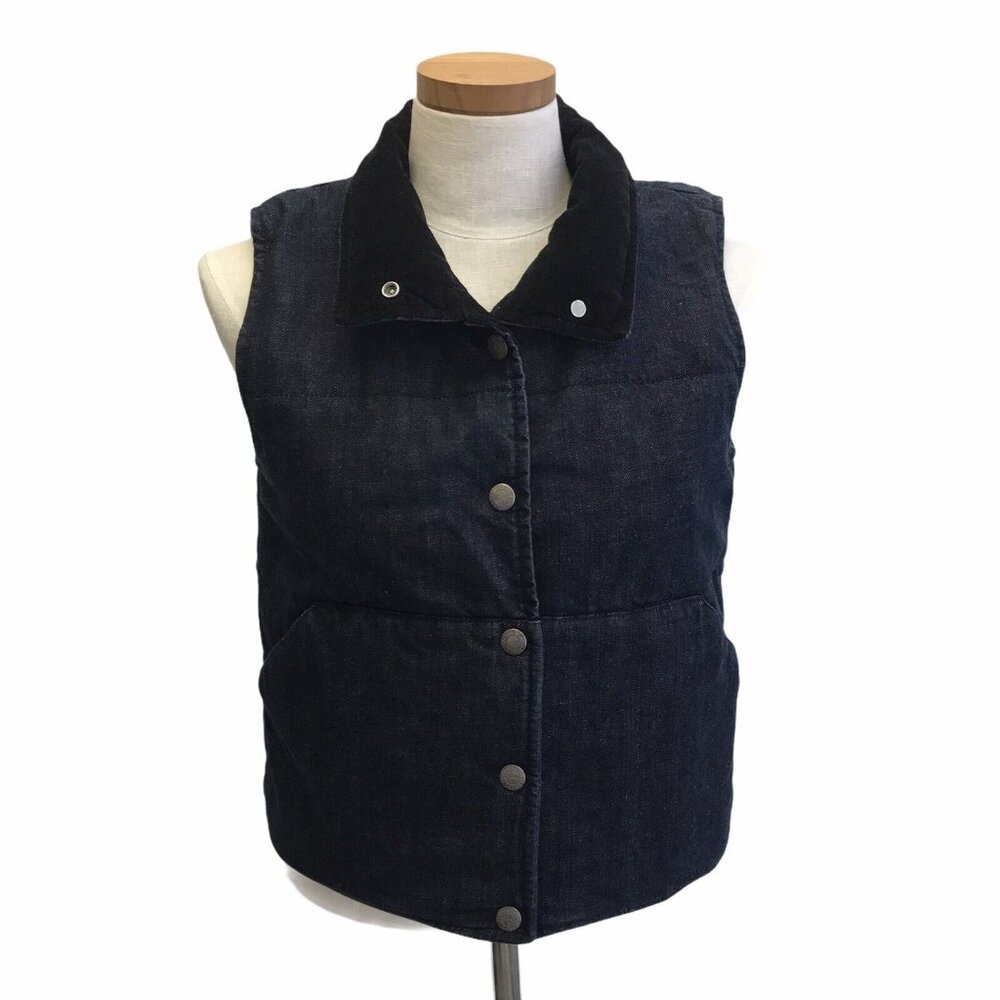 AG driano Goldschmied Puffer Vest Women's Denim Jean Corduroy Lined Medium B1